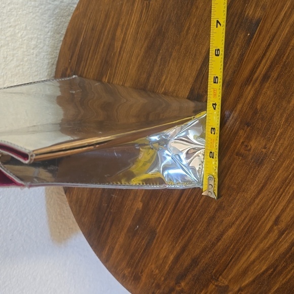 Victoria's Secret Silver Metallic SMALL tote Bag RED satin interior Mod & Sassy! - Picture 10 of 12